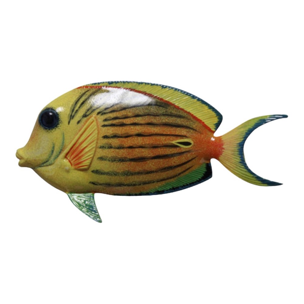 3D Tropical Fish Sea Life Wall Decor - Aquarium-Inspired Yellow Striped Design